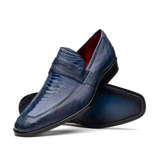 Marco di Milano Fangio Mens Ostrich Penny Loafer Denim Blue