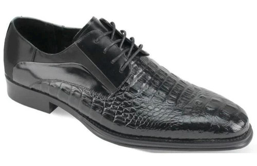  Giovanni Mens Leather Oxford Dress Shoes Black Croco Mason 