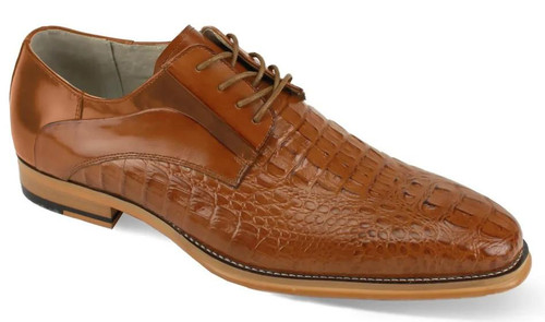  Giovanni Mens Leather Oxford Dress Shoes Tan Croc Mason 