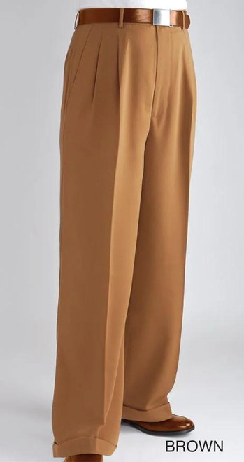  Fratello Mens LIght Brown Wide Legged Pants Baggy Leg Slacks DP-106  Size 34/32 Final Sale 