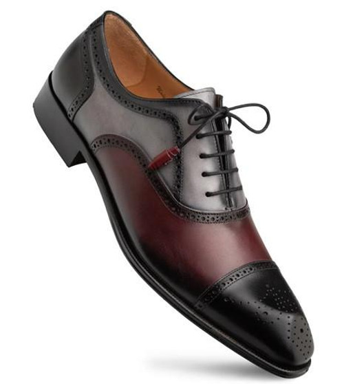  Mezlan Shoes Black Tri Color Calfskin Fashion Captoe Oxford Galante 