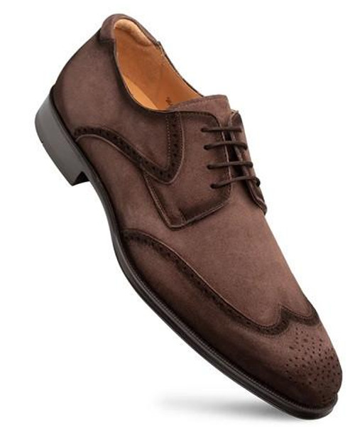  Mezlan Men's Suede Brown Wing Tip Derby Designer Shoes Benante 