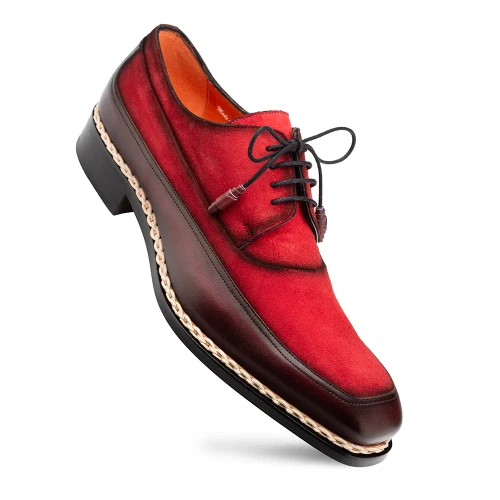 Mezlan Men's Burgundy/ Red Calfskin Suede Derby Fashion Shoes Summit