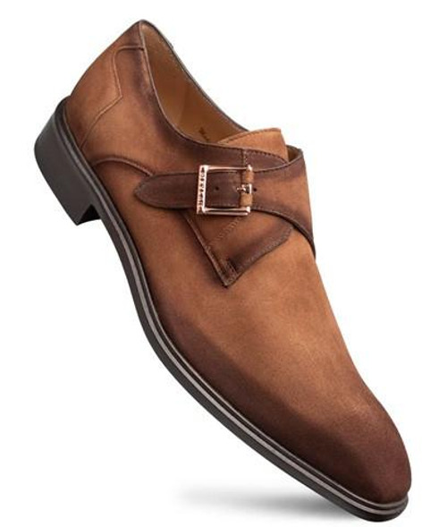  Mezlan Men's  Designer Tan Suede Monk Strap Shoes Albini 