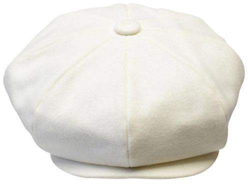 Mens Ivory White Newsboy Hat Applejack Cap 100% Wool ME-910 Mens Ivory White Newsboy Hat Applejack Cap 100% Wool ME-910