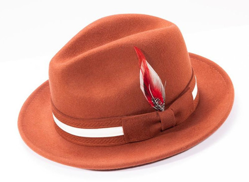  Mens Winter Dress Hat Fedora Cognac Wool Montique H-100 