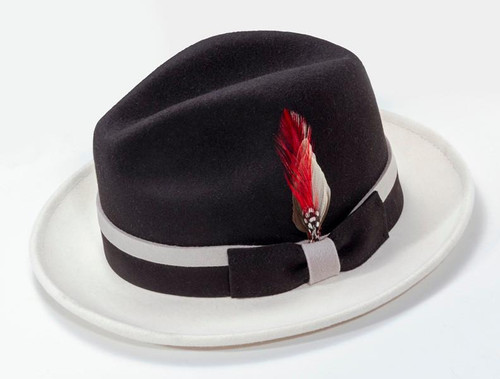  Mens Winter Dress Hat Fedora Black White Brim Montique H-103 