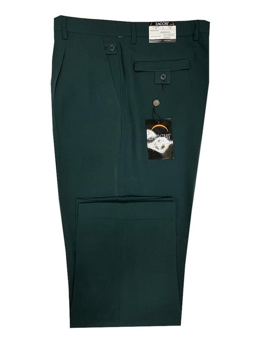  Zacchi Mens Hunter Green Wide Legged Pants Slacks Lane Size 36/32 Final Sale 