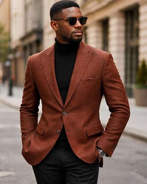 Mens Zacchi Brown 2 Button Peak Lapel Sport Coat Venesi