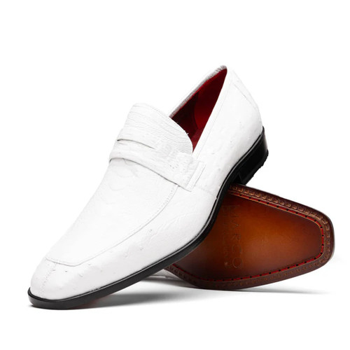 Marco di Milano Fangio Mens Ostrich Penny Loafer White