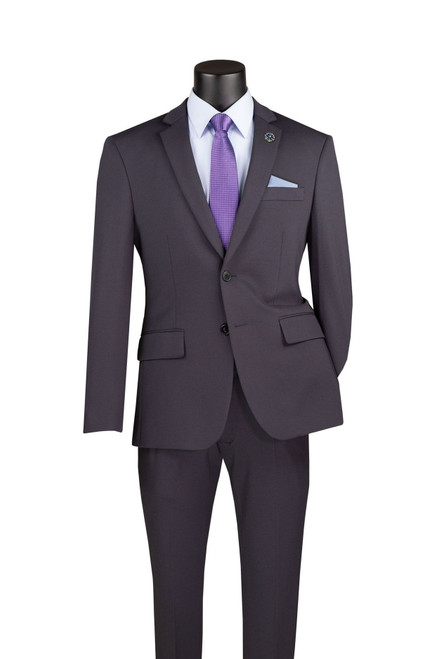 Mens Skinny Fit Travel Suit 2 Piece Charcoal Grey SDX-3