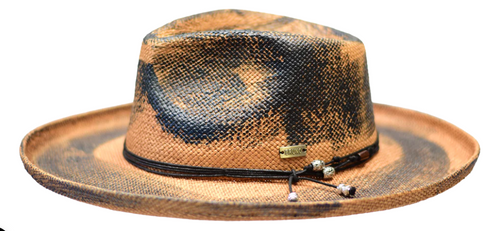 Bruno Capelo Men's Wide Flat Brim Straw Statement Hat Cognac BU-614