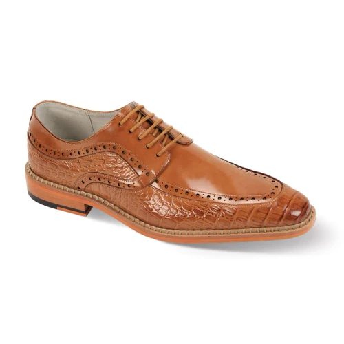 Giovanni Tan Leather Dress Shoes Mens Italian Style Oxford Terence
