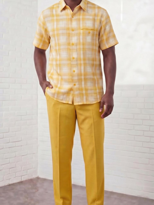 Dreams Yellow/White Plaid 2 Piece Summer Sets Reza 285-17