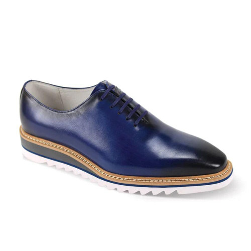  Giovanni Men’s Leather Casual Lace Up Shoe Blue Ruben 