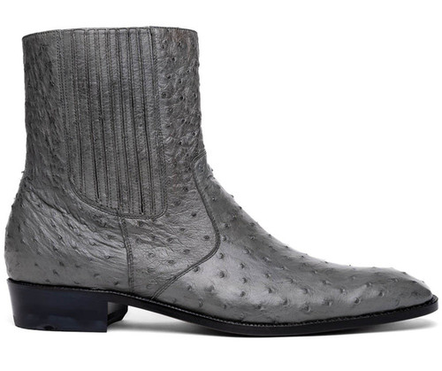 Marco Di Milano Genuine Ostrich Fashion Chelsea Ankle Boots Grey Giorgio