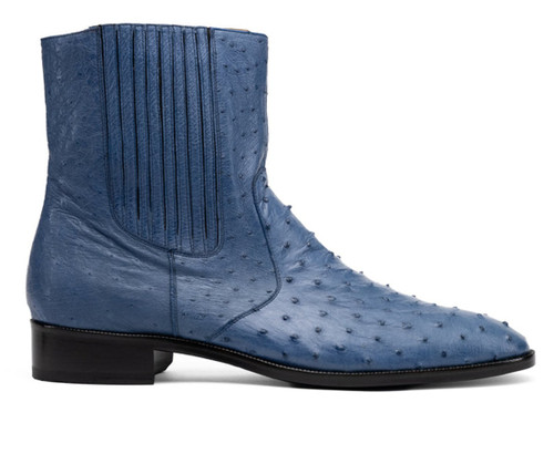 Marco Di Milano Genuine Ostrich Fashion Chelsea Ankle Boots Blue Giorgio