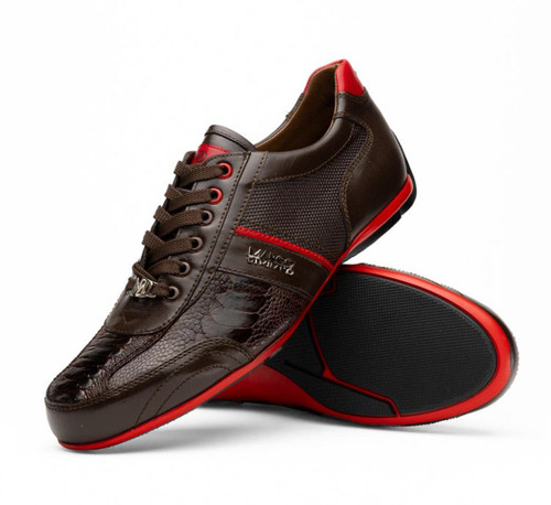  Marco Di Milano Ostrich Calfskin Brown Fashion Sneaker Portifino 