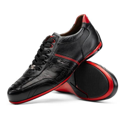 Marco Di Milano Ostrich Calfskin Black Luxury Sneaker Portifino 