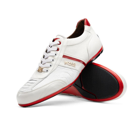  Marco Di Milano Ostrich Calfskin White Designer Sneaker Portifino 