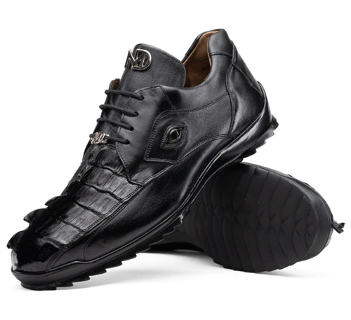 Marco Di Milano Caiman Crocodile & Calfskin Black Designer Sneakers Udine