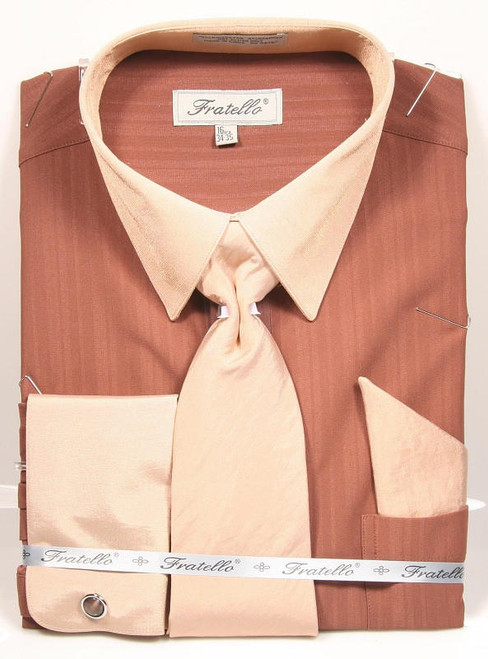  Brown Dress Shirt and Tie Set Fratello FRV4149P2 