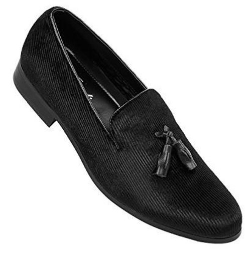  Amali Mens Black Velvet Tuxedo Smoking Loafer Shoes Abrams | Size 10 M, 10.5 M 