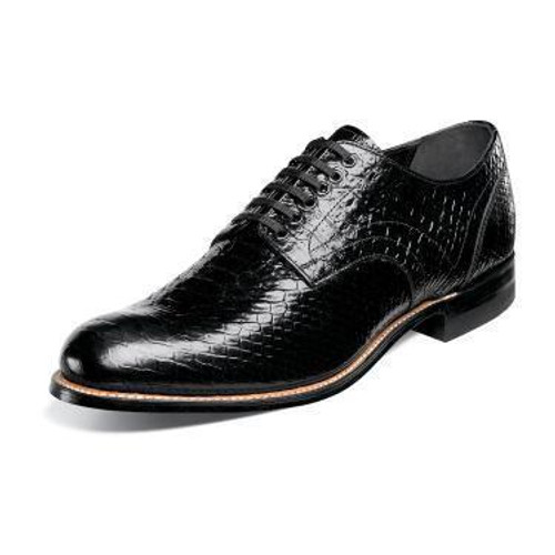  Stacy Adams Madison Mens Black Snakeskin Print Shoes 00055-001 11.5 Final Sale 