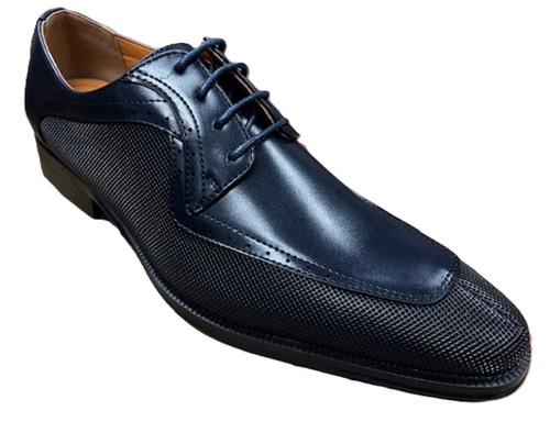 Men's Navy Blue Dress Shoes Apron Toe Oxfords Antonio Cerrelli 6988