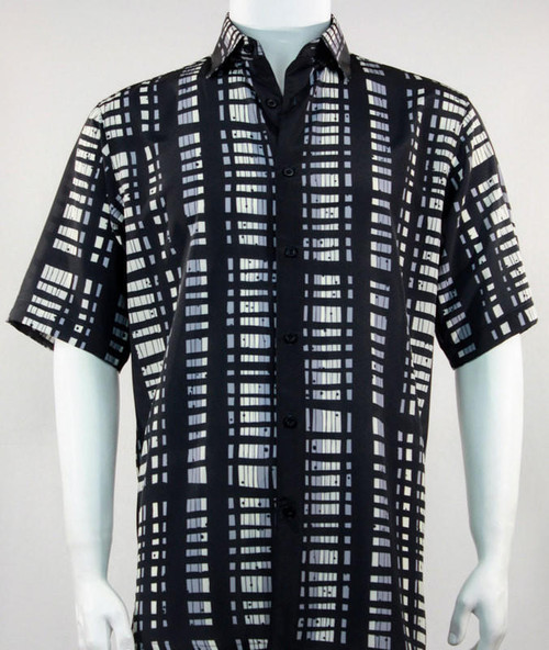 Bassiri Casual Shirt Mens Stylish Black Design Short Sleeve Print 61551 Size XL   Bassiri Casual Shirt Mens Stylish Black Design Short Sleeve Print 61551 Size XL