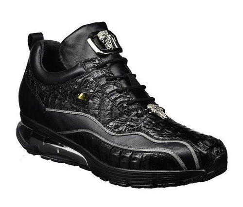  Belvedere Black Crocodile Sneakers for Men Eyes Rexy 