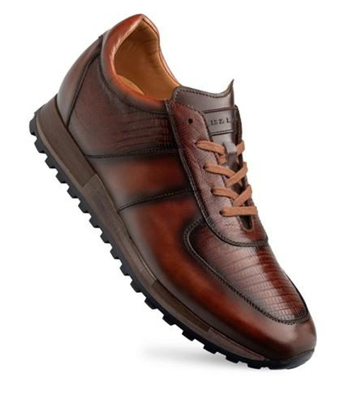Mezlan Men's Calfskin/ Lizard Tan Designer Fashion Sneaker #50188-L   Mezlan Men's Calfskin/ Lizard Tan Designer Fashion Sneaker #50188-L