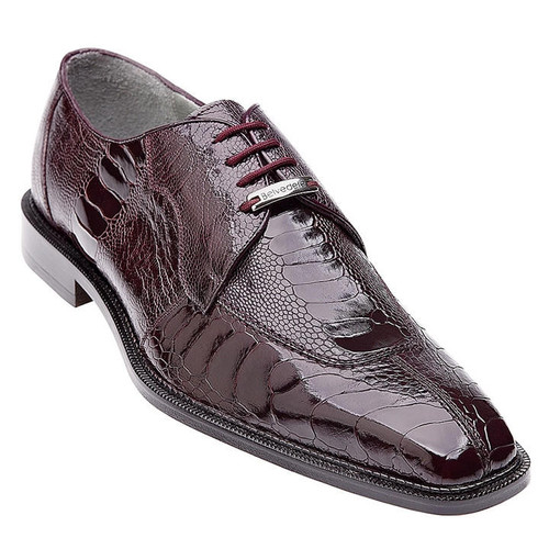  Belvedere Exotic Siena Mens Burgundy Ostrich Leg Skin Shoes 1463 