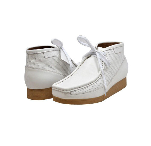  British Walkers Moccasin Toe Chukka White Leather Newcastle Size 9.5 