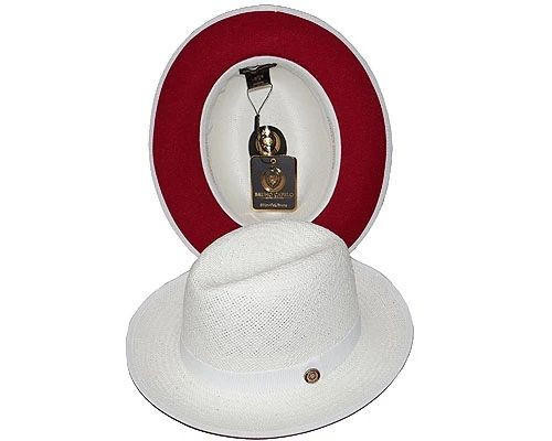  Bruno Capelo Mens Summer Straw White Red Bottom Hat EM511 