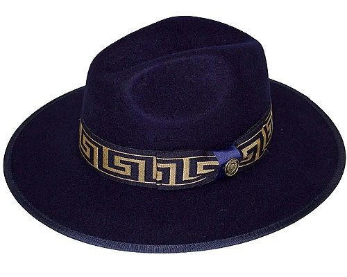  Hat - Bruno Capelo Navy Big Wide Brim Fedora Hat Urban Fashion Wesley WE-974 Size S, L 