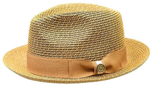  Bruno Capelo Men's Ivory Cognac Straw Hat Summer PI863 
