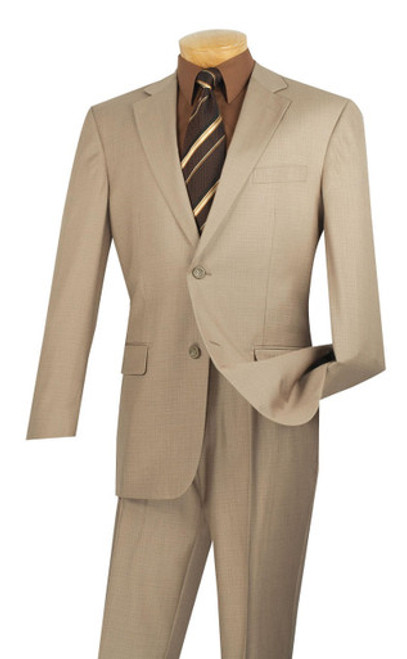 Executive Suit Men's Beige Heather Fabric Classic Fit Vinci Vents  2LK-1 size 44 Reg Final Sale size