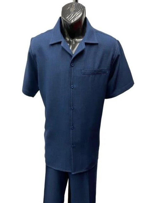  Dreams Mens Navy Patterned Short Sleeve Walking Suit  Skipper 265-01 