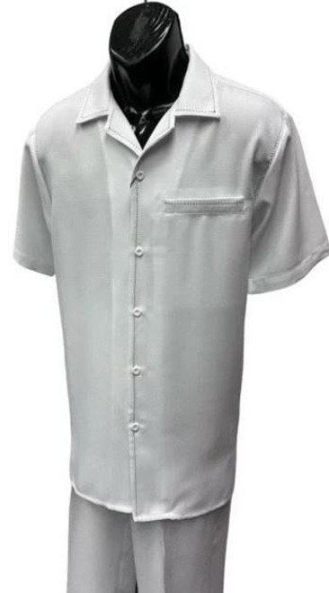  Dreams Mens White Patterned Short Sleeve Walking Suit Skipper 265-15 