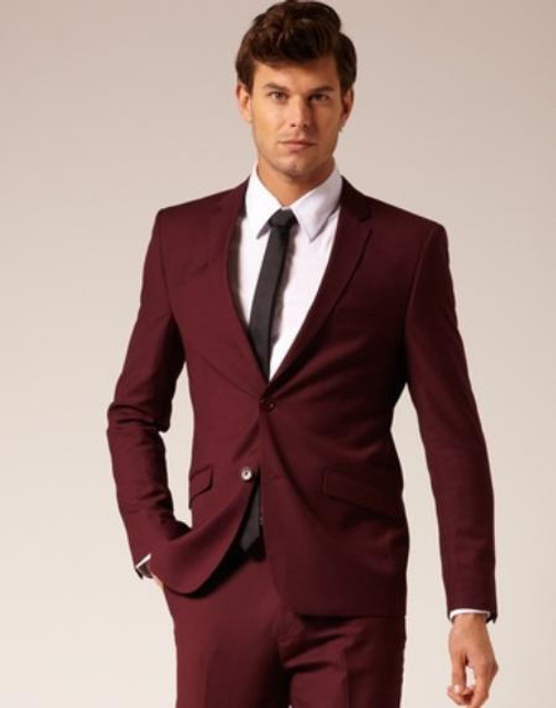  Lucci Fitted Burgundy Suit for Men Slim Fit 2 Piece Suits S-2PP 