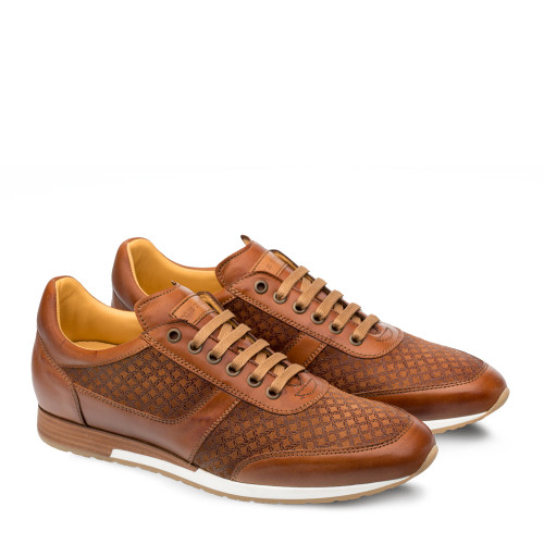 Mezlan Calfskin Suede Dress Sneakers Tan Patina Maxim 9463