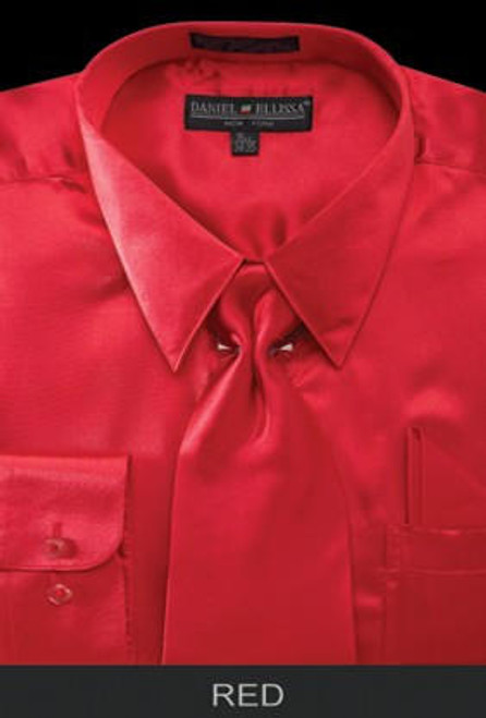  DE Mens Red Silky Dress Shirts for Men 3012 