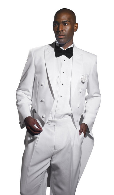 EJ Samuel Mens White Tuxedos with Tails TUX107   EJ Samuel Mens White Tuxedos with Tails TUX107