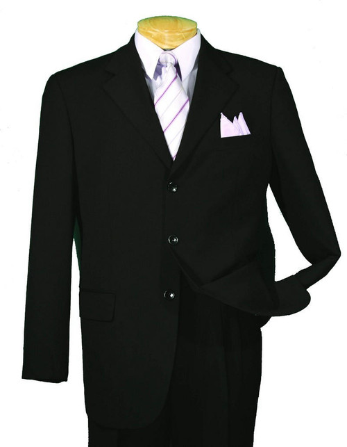  Vinci Mens Black 3 Button Suit 2 Piece 3RS Size 36 Short Final Sale 