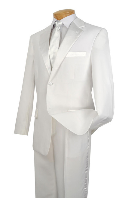  Vinci Mens White 2 Button Jacket Tuxedo Formal wear Regular Fit Tux T-2PP 