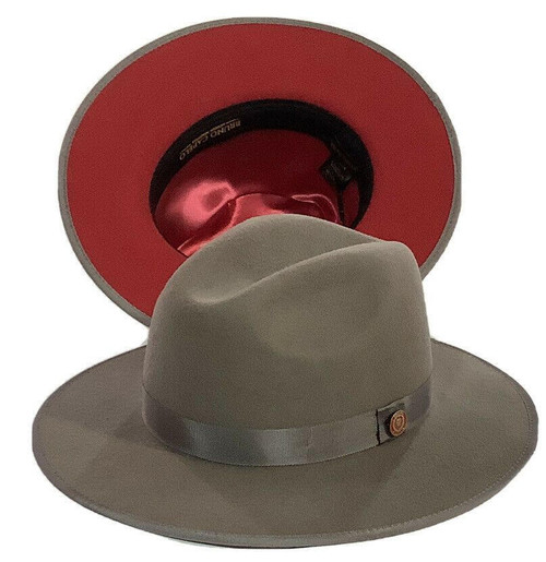  Hat - Bruno Capelo Red Bottom Designer Hat Men Gray Wide Brim MO-206 Size M, L 