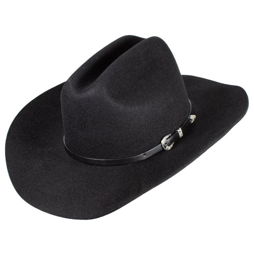 Bruno Capelo Black  Cowboy Hat Wool Felt Buckle Texas Hold Em 