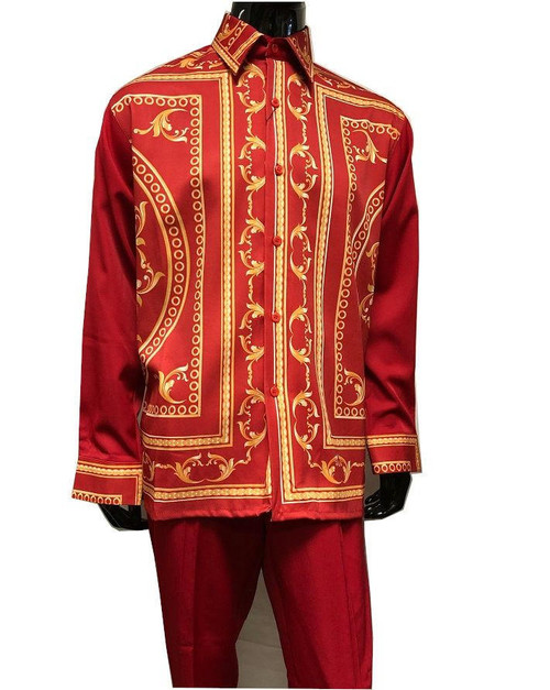  Pronti Dressy Walking Suit for Men Red Gold Baroque Outfit 6574 