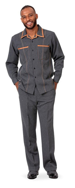  Montique Men's Black Denim Walking Suit Set Casual Outfit D-778 